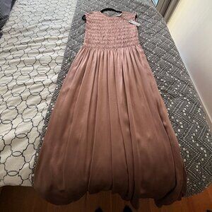 M. Patmos Aliya silk smocked dress pink earth (size s)